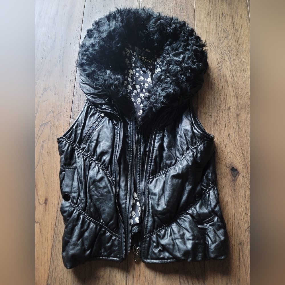 Genuine Leather Black Women's Vest